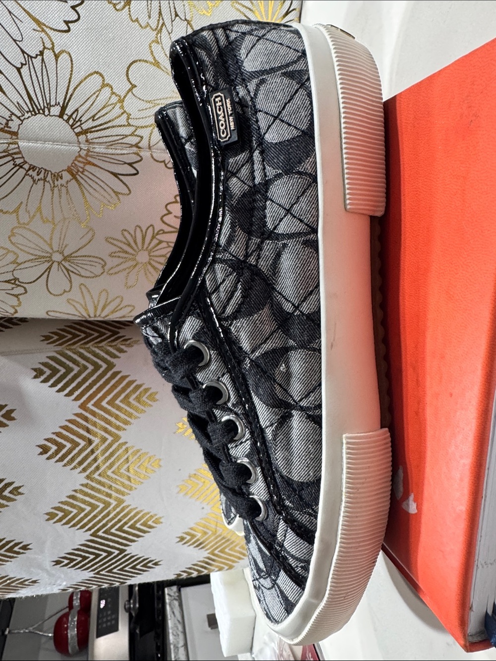 Coach Kalyn Black Signature Canvas Low-Top Lace-Up Sneaker Q 1951